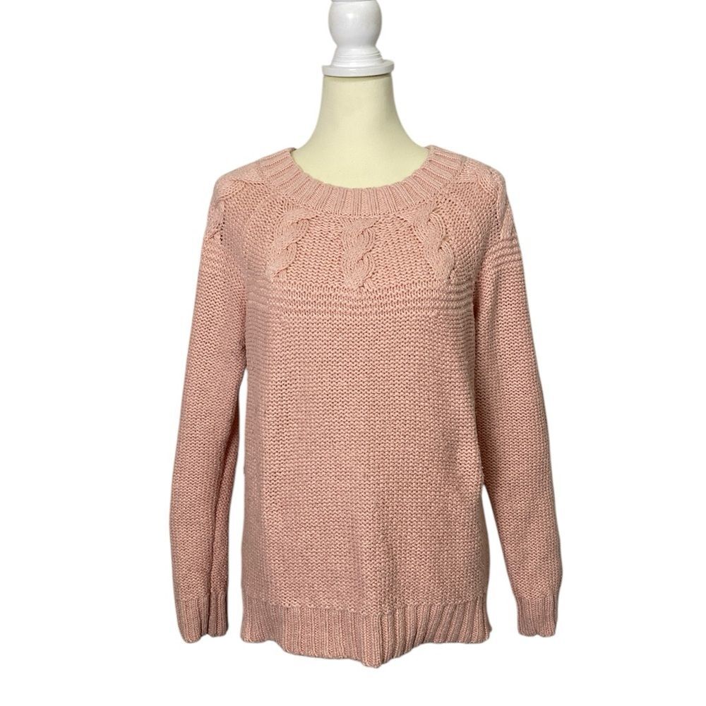 Aerie Blush Pink Chunky Knit Sweater Cozy Cable Knit Women's Size Large